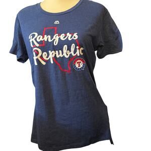 Majestic Texas Rangers "Rangers Republic" Graphic Tee, Women's Size Small, NWOT